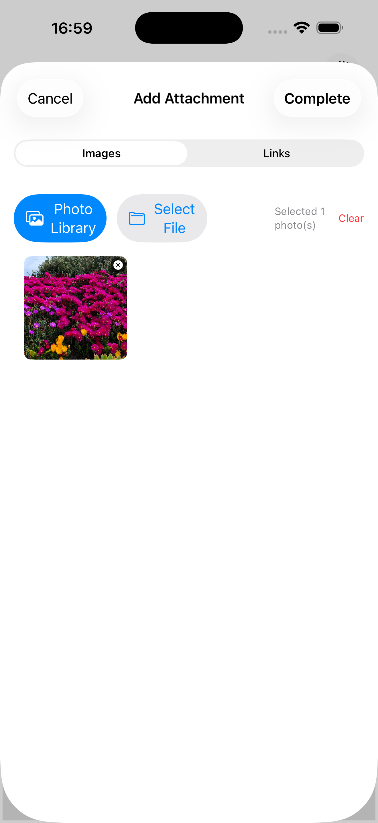 Select image attachment